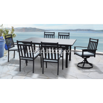 7pcs hitam outdoor aluminium set makan populer